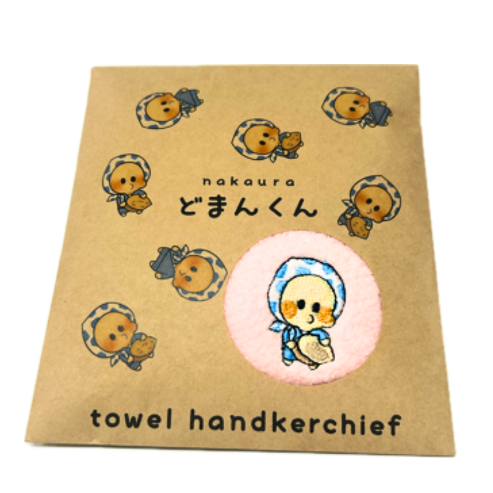 どまんくん刺繡今治タオルハンカチ(ピンク)